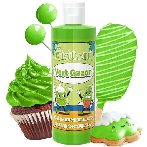 Colorant Alimentaire 160ml - Fidton Colorants Alimentaires Hautement Concentré de Grande Capacité pour la Décoration de Gâteaux, Colorant Alimentaire Liquide pour Fondant, Macaron - Vert Gazon