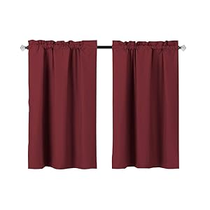 Easy Home 2 Panels Blackout Tier Curtain with Rod Pocket for Kitchen, Bathroom, Living Room, Thermal Insulated, Light Blocking for Any Small Window36 (W) x36 (L) (Burgundy)