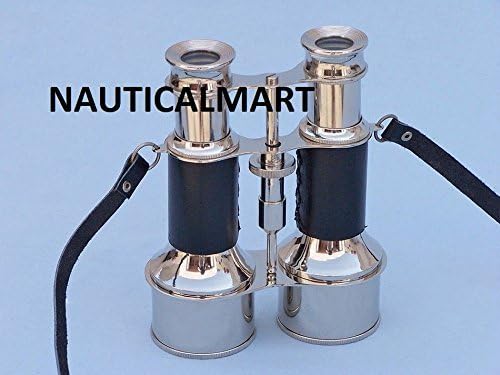 Nautical Captain's Chrome Binoculars with Leather Case 6"