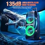 W-KING Party Bluetooth Speaker Wireless Party Box, 370W MAX Pro Son, Basse puissante, Grande Boîte de boom en plein air Haut Parleur, Poignée télescopique, 25H, Lumière futuriste, CSB,MIC&Guitar in,Fast Charge