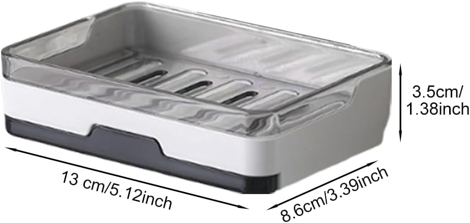 2 pcs Self Adhesive Bar Soap Dish, Self Draining Soap Case Sponge Holder image 3