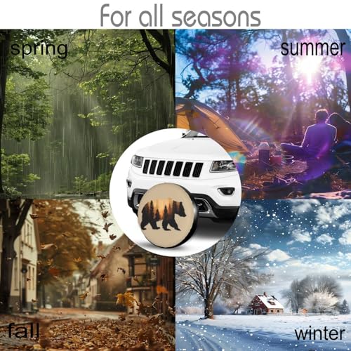 Image of Brown Bear Spare Tire Cover for Rv Trailer Camper- Waterproof Wheel Protectors Cute Wheel Cover Universal Fit for Truck SUV Travel Camping Outdoor-14 inch