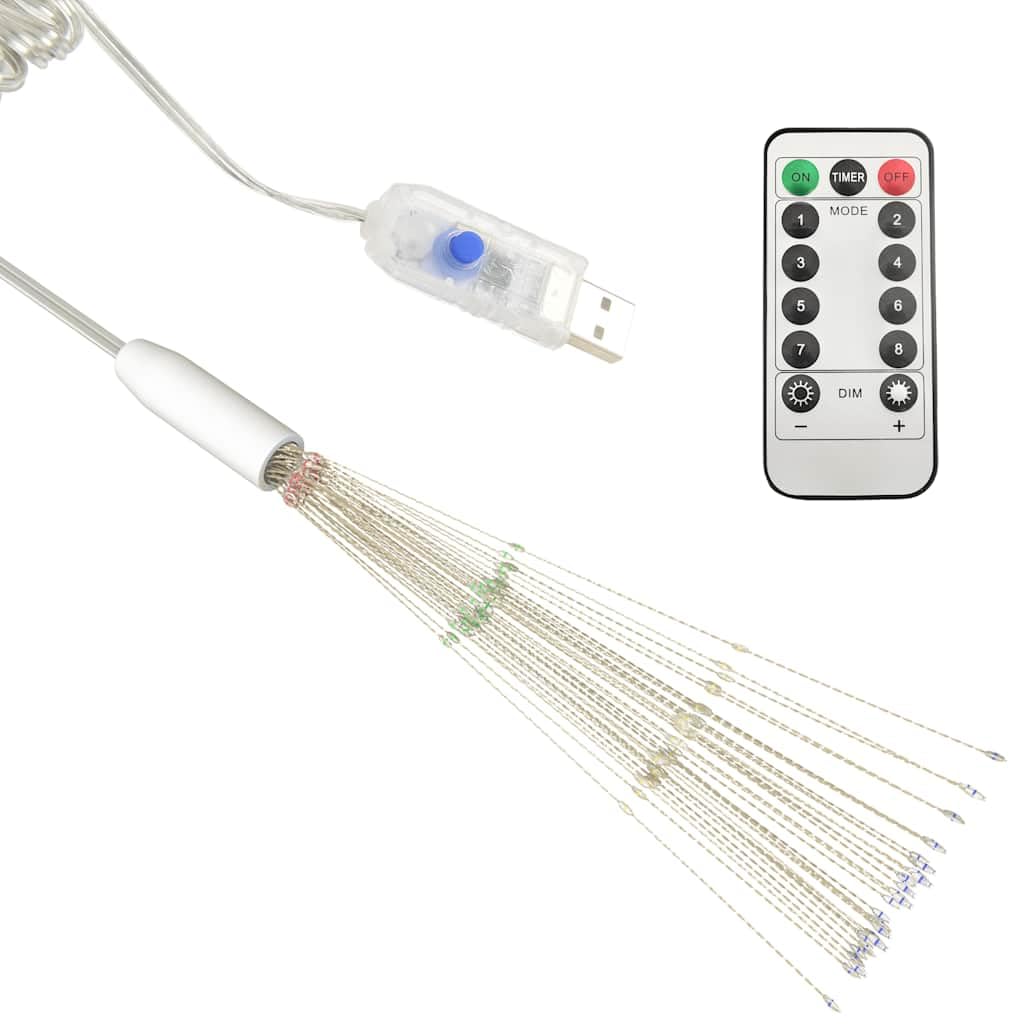 Feuerwerkslichter 2 STK. Mehrfarbig 20 cm Kupferdraht Lichterkette mit 280 LEDs für Weihnachtsdeko Innenbereich Außenbereich Balkon Garten mit Fernbedienung und 8 Lichteffekten
