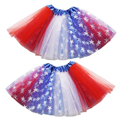 DMLBC 4 luglio Tutu Rosso Bianco e Blu Tutu per Adulti Giorno dell'Indipendenza Costume USA Donne Plus Size Star Tutus, Rosso Blu Bianco D, Large