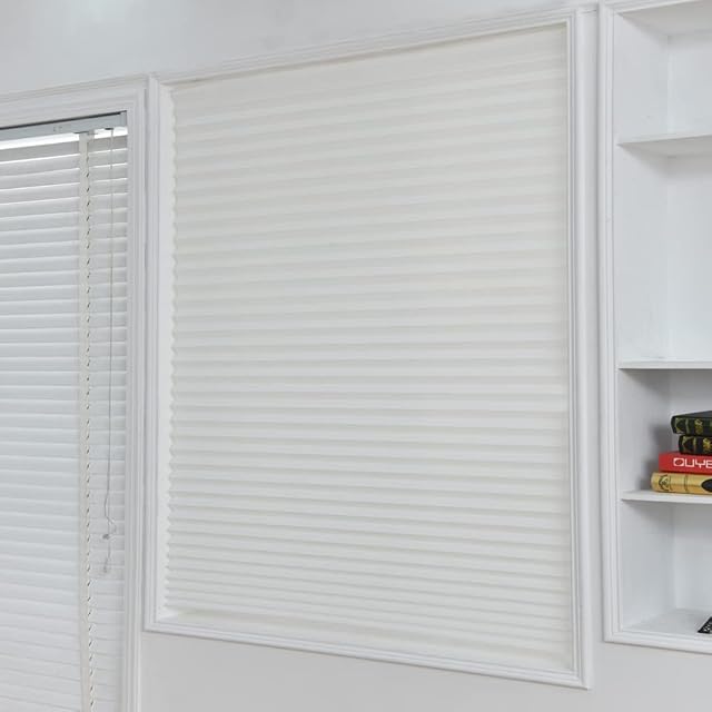 Temporary Blinds Stick On No Drill Blinds Blackout Blind Cut to Size Easy Fit Self Adhesive Pleated Blinds for Windows Doors