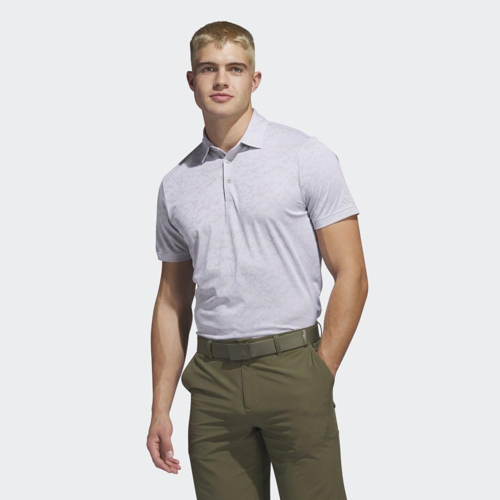 adidas Textured Jacquard Golf Polo Shirt Maglietta da Golf Uomo