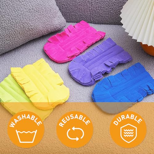 Image of 14 PCS 360 Fleece Duster Refills with 2 Handle for Swiffer, Reusable Duster Refills Heavy Duty Compatible with Swiffer Hand Duster (12 Pack-Mixed Color)
