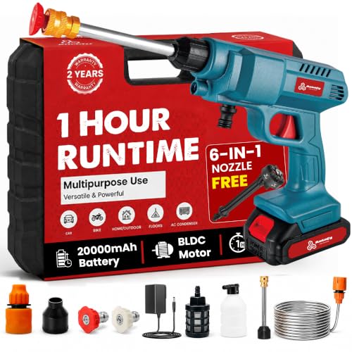 Image of Autofy HydroJet Cordless Pressure Washer Gun, 20 Bar, 200W Brushless Motor, 20,000 mAh Battery No Power Point Required Foam Bottle, 6-in-1 Nozzle, 5m Hose Car, Bike, Home Cleaning 2 Year Warranty