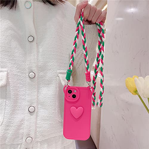Lanière mignon ours amour rose pour iPhone 13 pour garder les mains libres