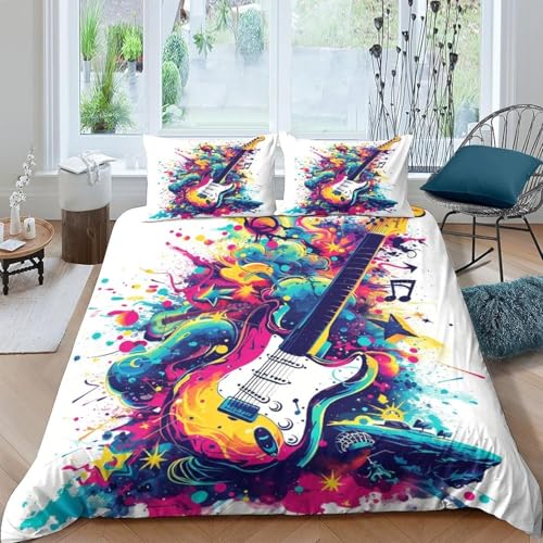 Housse de couette guitare 3D pour lit 2 personnes sans repassage