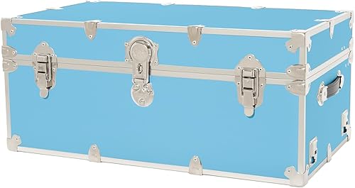 Rhino Trunk & Case Baúl grande de vinilo en relieve de cuero, reposapiés de campamento de verano, baúl de almacenamiento para dormitorio