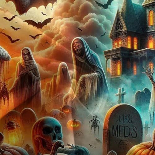 Linge de lit Halloween 3D château avec fermeture éclair cachée抗皱易打理