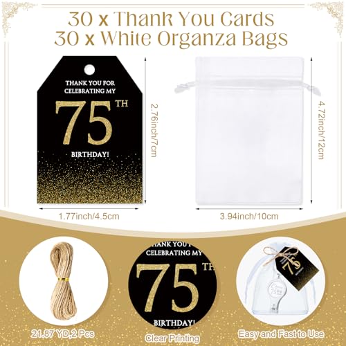 Zeyune 30 Sets 75th Birthday Party Favors for Guests Beer Bottle Opener Nail Clippers Keychains Bulk Thank You Cards with Organza Gift Bags for Birthday Anniversary Souvenirs Return Gifts by Zeyune - Used condition - Image 3