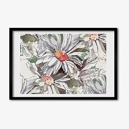 Peinture camomille Tulup 60x40 cm pour habiller un mur vide avec un cadre en bois