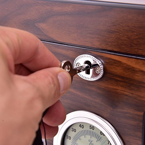 Giantex Desktop Cigar Humidor 50-100 Cigars Walnut Finished Tempered Glasstop Lockable W/Humidifier Hygrometer #TOP5