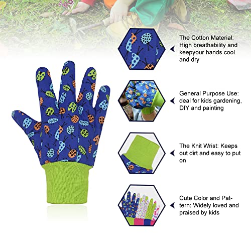 3 Pairs Kids Gardening Gloves For Age 5-8, Garden Working Gloves For Boys Girls, Soft Children Garden Gloves (M (Age 7-8), Darkblue 3 Pairs) #TOP1