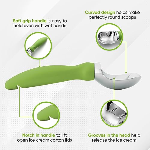 Spring Chef Ice Cream Scoop with Comfortable Handle, Professional Heavy Duty Heavy Duty Kitchen Tool for Cookie Dough Gelato - Image 3