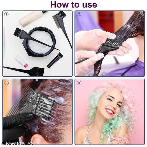 4Pcs Professional Use Hair Coloring Dyeing Kit Brush with Bowl,Double Ended Extra Applicator Brushes, Reusablee, Easy to Clean Tools for Salon Stylee Hair Colorr at Home.. 1