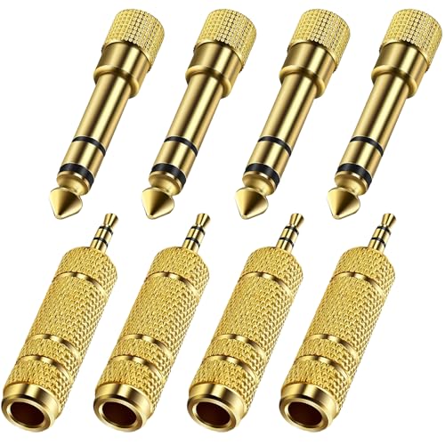 Jiavlyx 8 Pezzi Adattatore Jack,3,5mm Maschio A 6,35mm Femmina E 6,35 Mm Maschio A 3,5 mm Femmina Adattatore Jack Stereo, Connettore Cuffie Stereo Cuffie Compatibile, Per Chitarra, Tastiere Elettronic