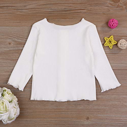 Suéter unissex Viworld Baby Boy Girl com manga comprida e botão, Branco, 3-4T