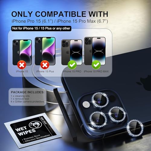 Image of inchiPhone 15 Pro / 15 Pro Max Camera Lens Protector Ring - Premium 9H Tempered Glass Lens Guard, Anti-Scratch, Anti-Drop, HD Clear Camera Lens Cover for Ultimate Protection and Durability inch Diamond Blue