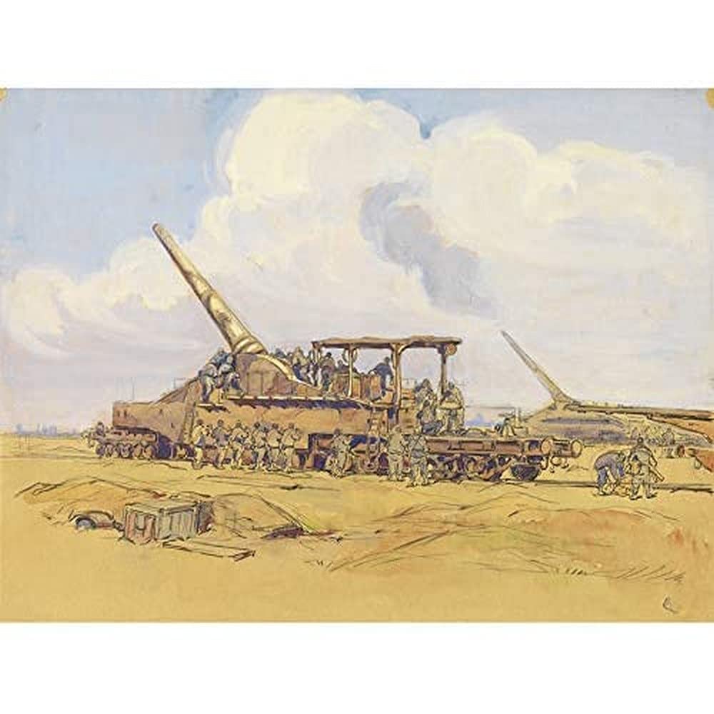 Cheffer French Artillery Guns WWI War Painting Art Print Canvas Premium Wall Decor Poster Mural