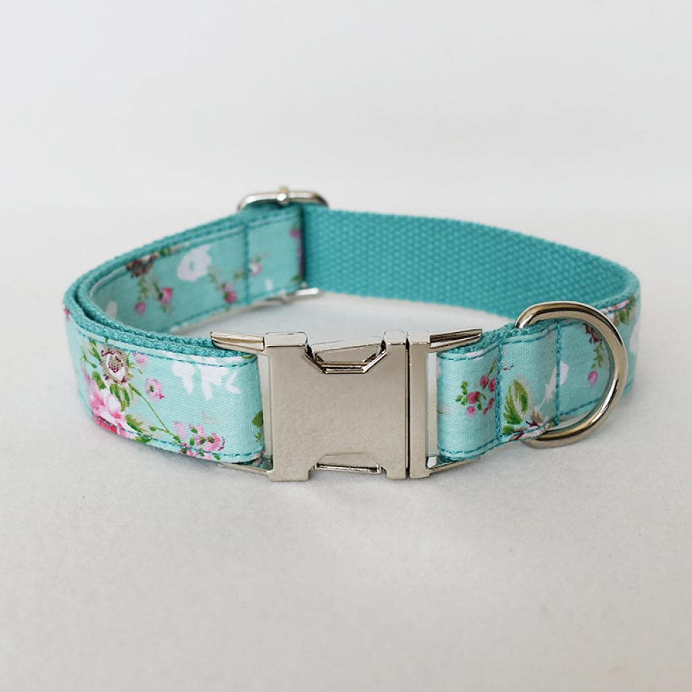 Correas y collares para mascotas Grabado personalizado Nombre y número de teléfono Juego de collar y correa de perro para perros grandes Bulldogs turquesa de servicio pesado-collar_leash_set_S_