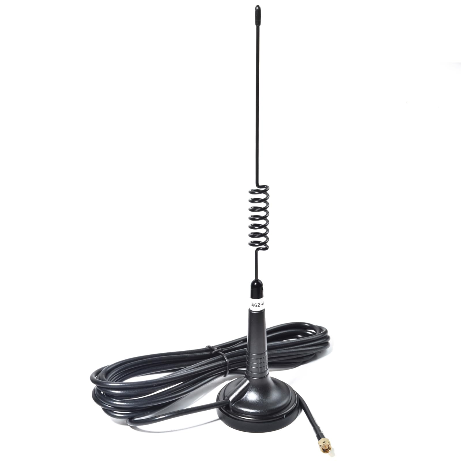 HYS Antena de base de montaje magnético de 460 a 470 MHz con cable de 13 pies con SMA macho, antena GMRS de acero inoxidable de 2.5 pulgadas para radio GMRS de mano o dispositivo móvil Cobra Midland