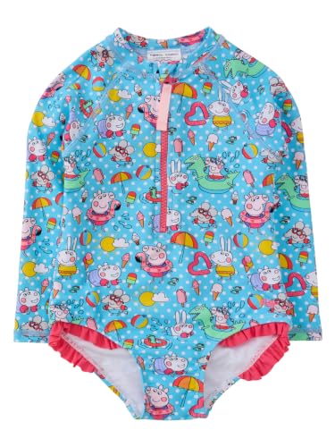 Image of RuffleButts Girls Rash Guard - One Piece Baby Swimsuit UPF 50+