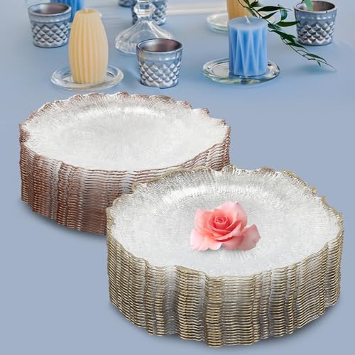 Set de 25 platos cargadores plásticos dorados miniatura 5