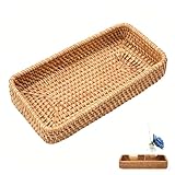 Wuyituart 8 Inch Small Rattan Basket Handwoven Serving Tray Storage Blasket Decorative Tray for Home Decor, 8.3'x4.3'