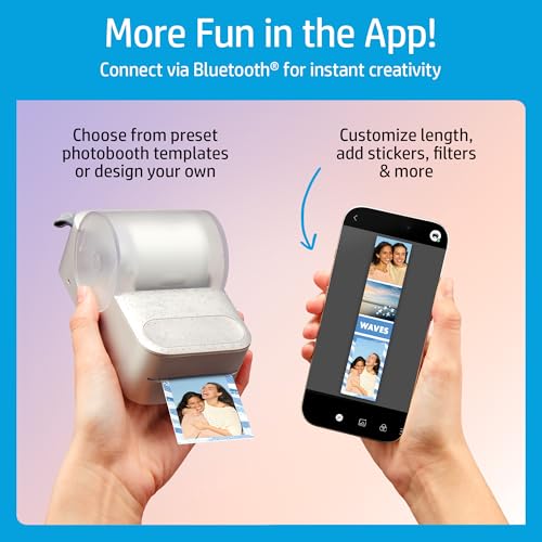Image of HP Sprocket Panorama Instant Color Label & Smartphone Photo Printer - Portable - Personalize Prints 2 inch x .5 inch- 9 inch on Zink Sticky-Back Photos - Create Photobooth Strips & Custom Designs in App - Grey
