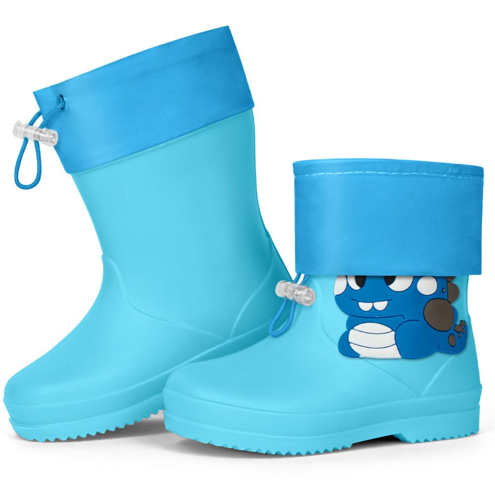 Aomig Botas de Agua Niños, Botas de Lluvia de Dinosaurio, Impermeable y Antideslizante con Cordón Ajustable en el Cuello, Bota de Agua Ligera — view 8