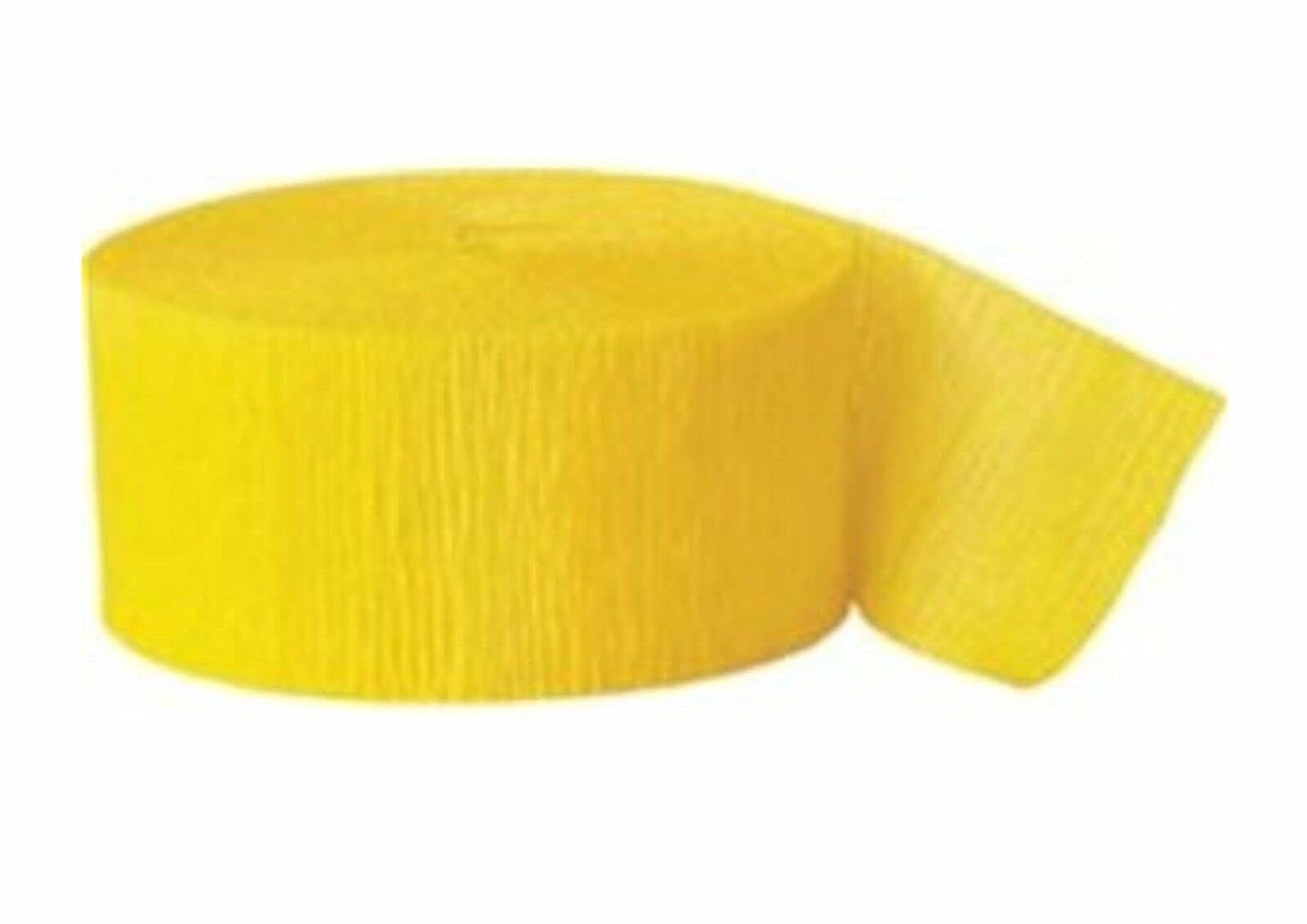 EliteKoopers 81ft Hot Yellow Crepe Paper Streamer Roll For Wedding, Birthday Party Supplies Decorations (1 Roll)