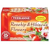 TEEKANNE TEA Rosehip & Hibiscus Flowers, 20 Teabags, 2.12 Ounce (pack of 10)