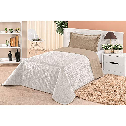 Cobre Leito Clara Solteiro Liso Dupla Face 2 Peças Matelado Ultrasônico Kaqui/Branco