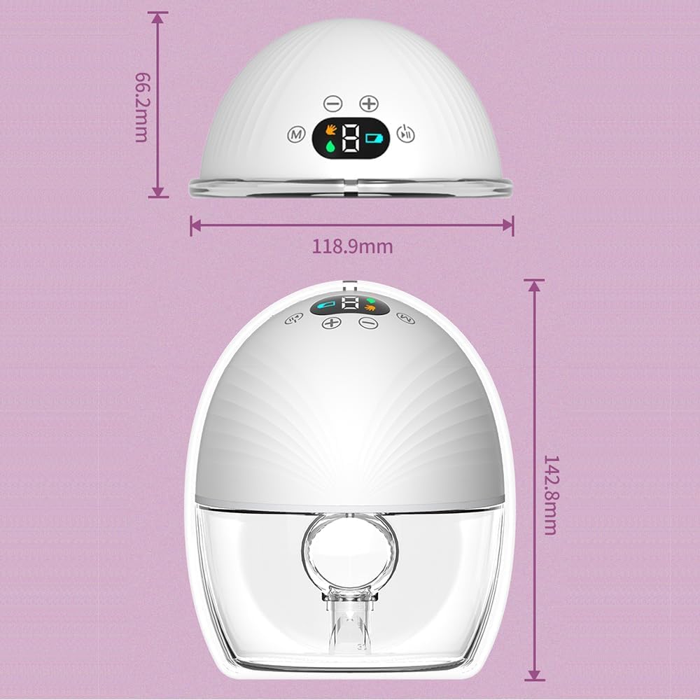 Tire-lait mains libres, tire-lait électrique portable unique, extracteur de lait sans fil, écran LCD, 3 modes et 9 niveaux, sans douleur, faible bruit, tire-lait pour bébé, blanc