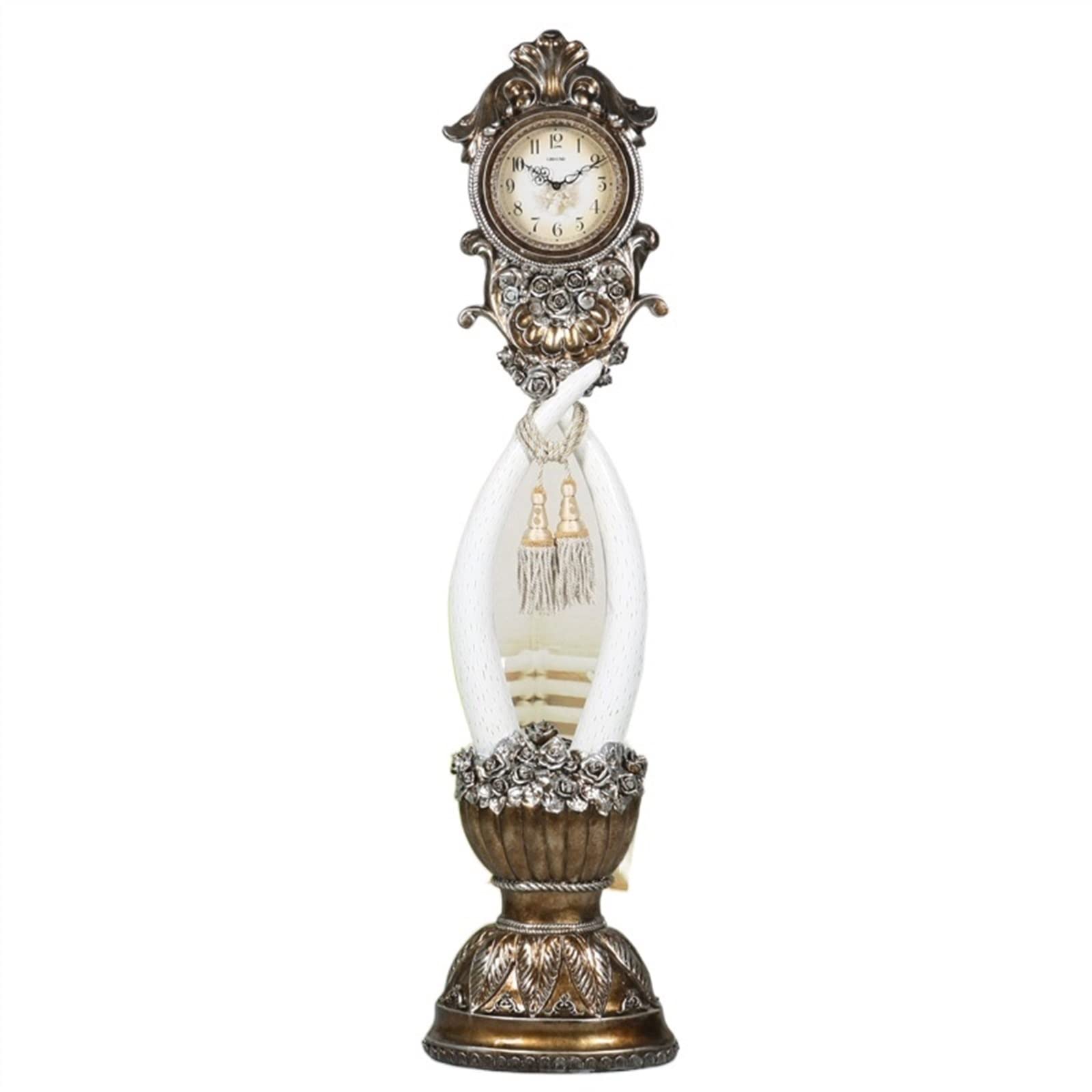 WANGHAI-666 Grandfather Clocks Harp Shape Retro Style Hotel Lobby Clock Resin Pendulum Living Room Floor