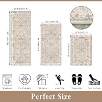 3-Piece Kitchen Rug Set of 3 with Runner – Non-Slip Washable Boho Kitchen Mats for Sink, Floor, Entryway & Hallway & Bathroom – Soft Small Throw Area Rugs, Home Decor (Beige,2x3+2x4+2x5) — image 2