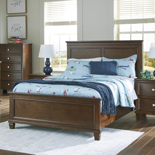Image of Signature Design by Ashley Danabrin Traditional Full Panel Bed with Tapered Feet, Foundation or Box Spring Needed, Dark Brown