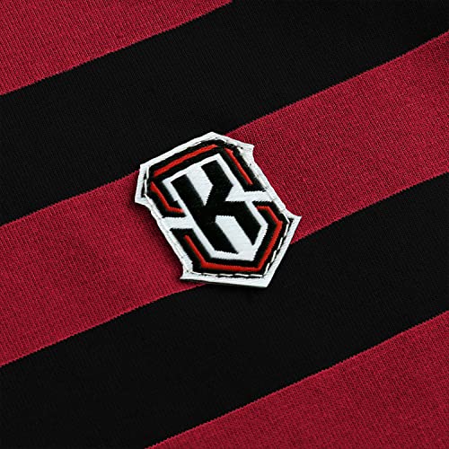 KUYIGO Camiseta de Manga Larga a Rayas de algodón clásico Cuello Redondo para Hombre, Negro y Rojo., 54