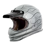TORC Unisex-Adult T3 Retro Classic Full-Face Motorcycle Helmet, Silver Mega Flake Blaze, Large