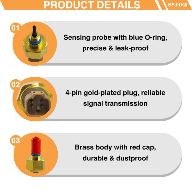 4921479, Oil Temp Pressure Sensor - Compatible with Cummins ISM, ISX, QSM, M11, L10, N14 Diesel Engines, 050682, 3536338
