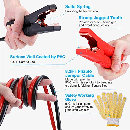 image for Vetoos Car Roadside Emergency Kit with Jumper Cables, Auto Vehicle Saf