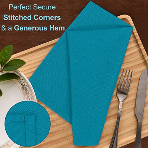 Image of Ruvanti Cloth Napkins Set of 12, 18x18 Inches Napkins Cloth Washable, Soft, Durable, Absorbent, Cotton Blend. Table Dinner Napkins Cloth for Hotel, Lunch, Restaurant, Weddings, Events, Parties - Teal