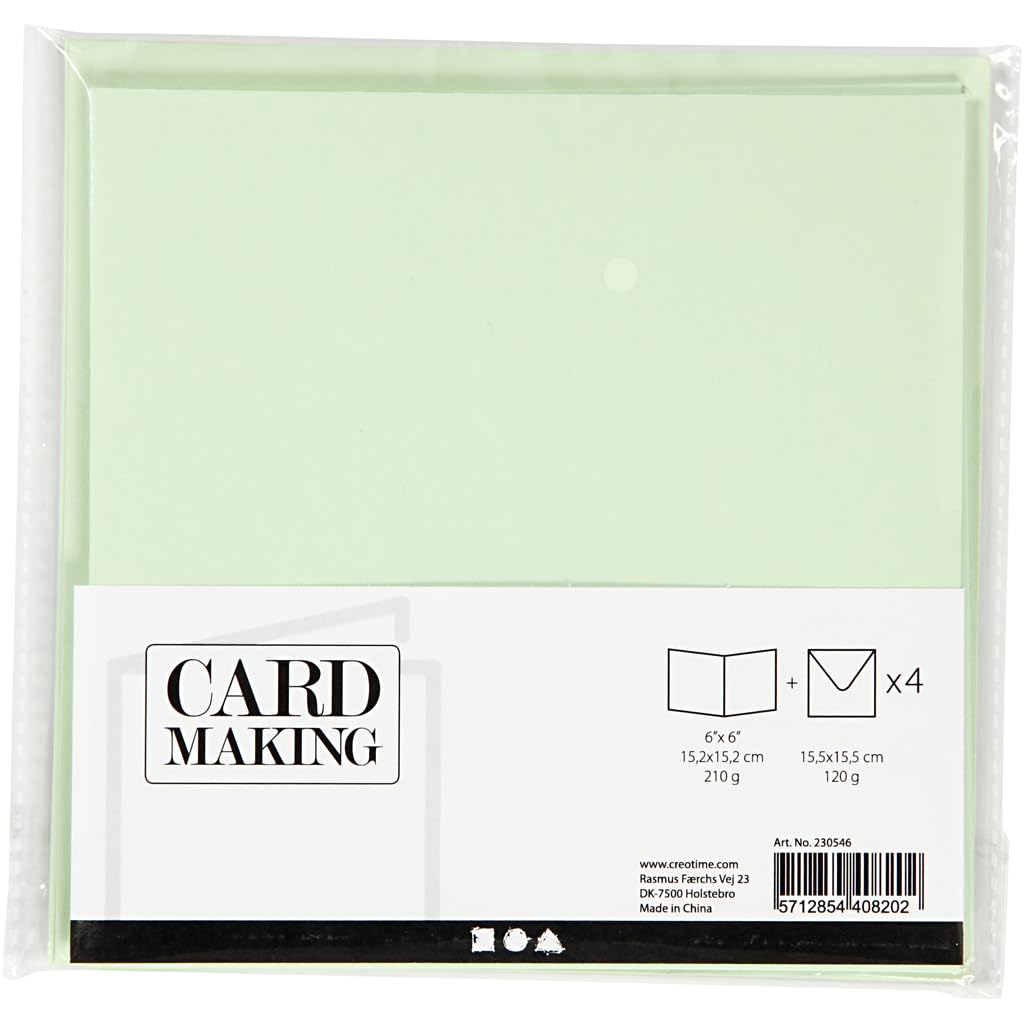 4 Spring Green 6x6 Cards & Envelopes for Card Making Crafts | Card Making Blanks
