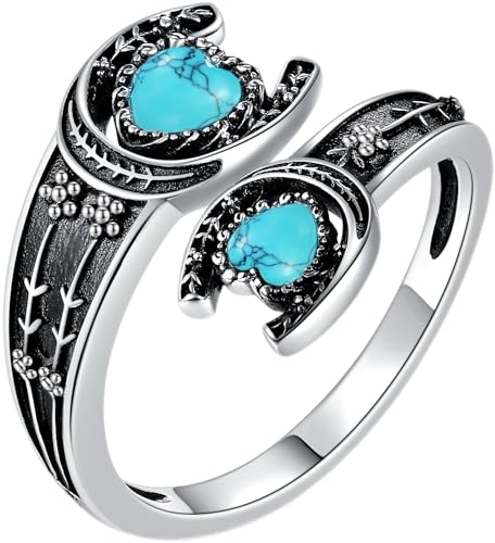 Bague fer à cheval en argent anti-allergie style turquoise pour femme