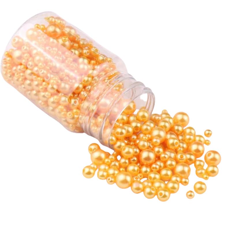 520pcs 3-8mm Pearl Beads for Craft Gold Round Looes Beads for,Bracelets,Necklaces Decoration Making