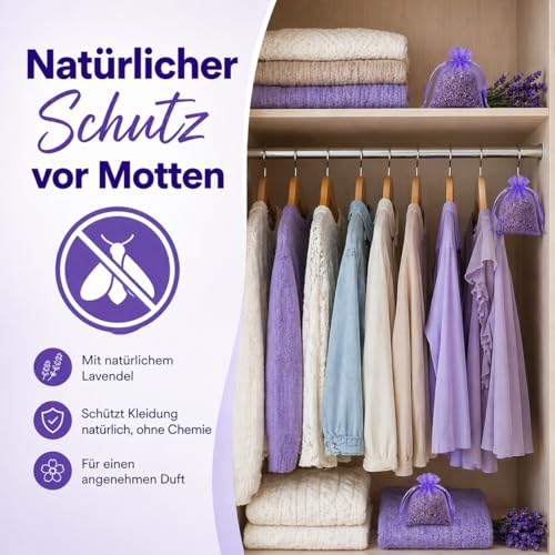 22x Lavendelsäckchen Duftsäckchen Lavendel Mottenschutz im Kleiderschrank Schlafzimmer - Lavendelsäckchen zum Schlafen und Entspannen mit Lavendelduft – Lavendelblüten von Quertee