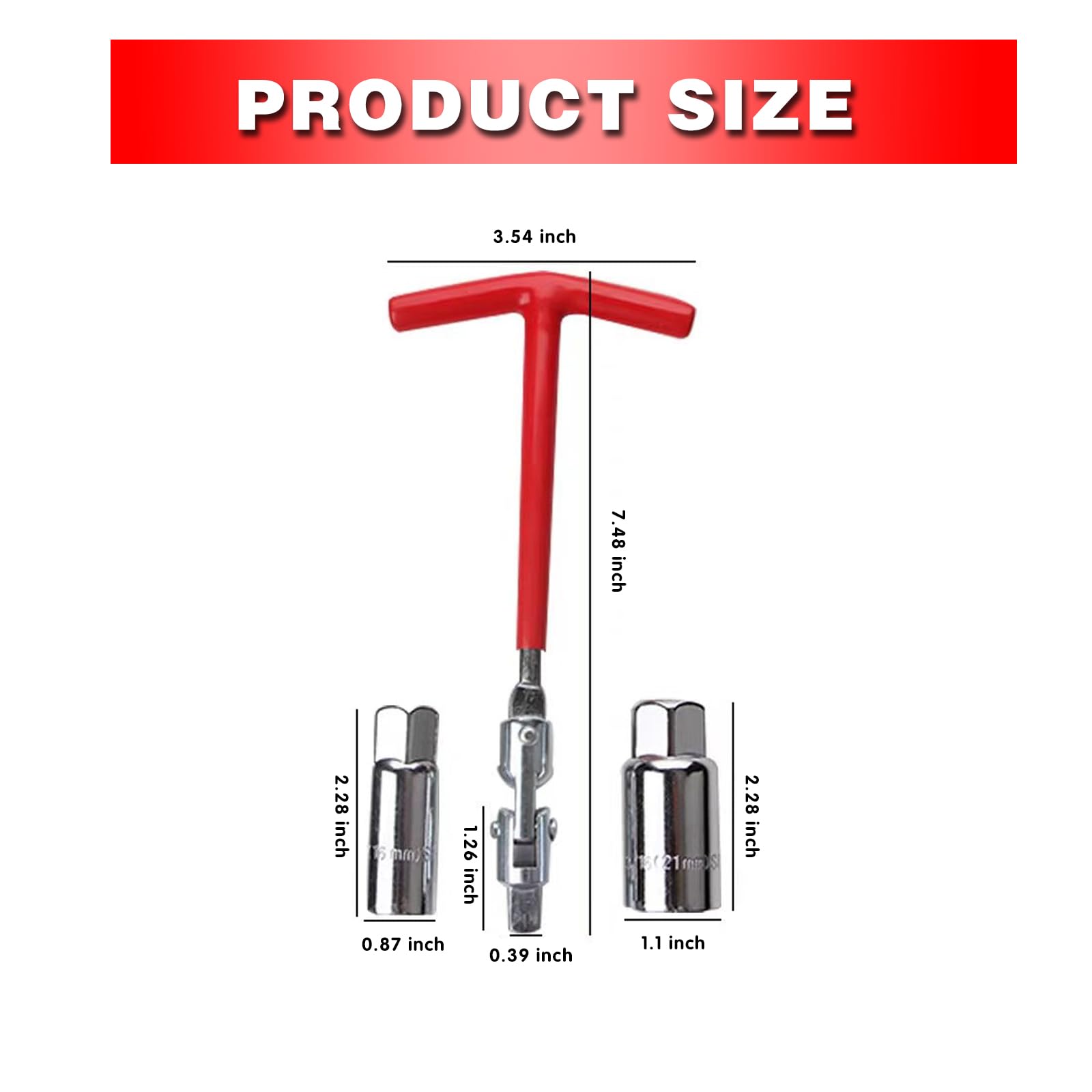 ijuicy 3 PCS Car Spark Plug Gap Tool, T-Handle Universal Joint Spark Plug Socket Wrench Set, 16mm (5/8